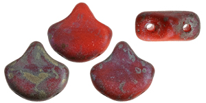 Matubo Ginkgo Leaf Bead 7.5 x 7.5mm : Matte - Opaque Lt Red - Rembrandt