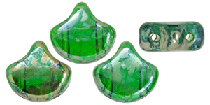 Matubo Ginkgo Leaf Bead 7.5 x 7.5mm Tube 2.5" : Chrysolite - Rembrandt