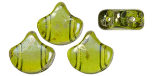 Matubo Ginkgo Leaf Bead 7.5 x 7.5mm Tube 2.5" : Olivine - Rembrandt