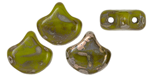 Matubo Ginkgo Leaf Bead 7.5 x 7.5mm : Opaque Olivine - Rembrandt