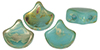 Matubo Ginkgo Leaf Bead 7.5 x 7.5mm : Blue Turquoise - Rembrandt