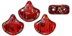 Matubo Ginkgo Leaf Bead 7.5 x 7.5mm Tube 2.5" : Siam Ruby - Rembrandt