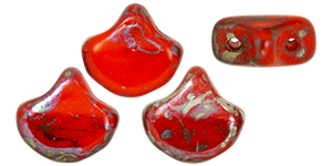 Matubo Ginkgo Leaf Bead 7.5 x 7.5mm Tube 2.5" : Opaque Lt Red - Rembrandt