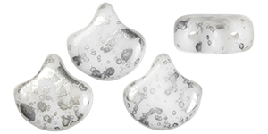 Matubo Ginkgo Leaf Bead 7.5 x 7.5mm Tube 2.5" : Silver Splash - White