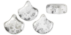 Matubo Ginkgo Leaf Bead 7.5 x 7.5mm : Silver Splash - White