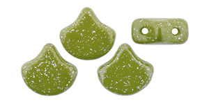 Matubo Ginkgo Leaf Bead 7.5 x 7.5mm Tube 2.5" : Stardance -  Green Olive
