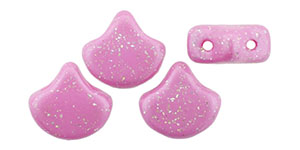 Matubo Ginkgo Leaf Bead 7.5 x 7.5mm (loose) : Stardance - Flamingo Pink