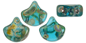 Matubo Ginkgo Leaf Bead 7.5 x 7.5mm Tube 2.5" : Aquamarine - Picasso