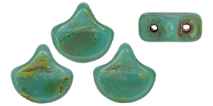Matubo Ginkgo Leaf Bead 7.5 x 7.5mm : Turquoise - Picasso