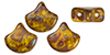 Matubo Ginkgo Leaf Bead 7.5 x 7.5mm : Opaque Yellow - Picasso