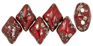 MiniGem 5 x 3mm : Opaque Red - Silver Picasso