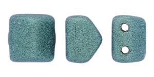 CzechMates Roof Bead 6 x 6mm (loose) : Metallic Suede - Lt Green