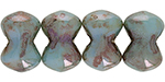 Matubo Butterfly Bead, One Hole, 3x4mm (loose) : Luster - Green/Opaque White