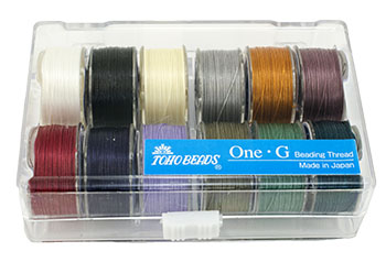 TOHO One-G Thread 50 Yard Spool : 12 Color Assortment Pack w/Case (2)