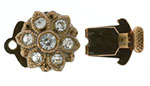 Rhinestone Clasp - Six Point Flower 17/10mm : Antique Copper - Crystal