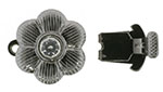 Rhinestone Clasp - Six Petal Flower 14/17mm : Gun Metal - Crystal