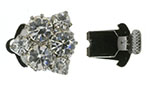 Rhinestone Clasp - Flower Rose Bouquet 12/18mm : Gun Metal - Crystal