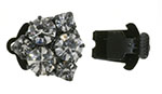 Rhinestone Clasp - Flower Rose Bouquet 12/18mm : Black - Crystal