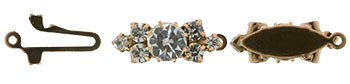 Rhinestone Clasp - Bar 08/21mm : Antique Copper - Crystal