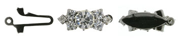 Rhinestone Clasp - Bar 08/21mm : Gun Metal - Crystal