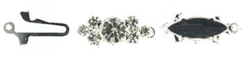Rhinestone Clasp - Bar 08/21mm : Silver - Crystal