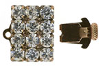 Rhinestone Clasp - Square 15/18mm : Antique Copper - Crystal