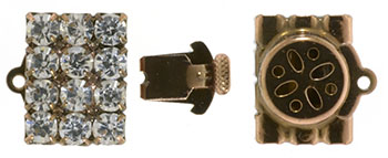 Rhinestone Clasp - Square 15/18mm : Antique Copper - Crystal