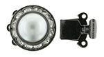 Rhinestone Clasp - Round 17/21mm : Gun Metal - Pearl/Crystal