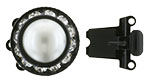 Rhinestone Clasp - Round 17/21mm : Black - Pearl/Crystal