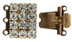 Rhinestone Clasp - Square 21/15mm : Antique Copper - Crystal