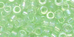 TOHO Aiko (11/0) 4g Pack : Transparent Dyed Spring Green Rainbow