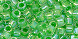 TOHO Aiko (11/0) 4g Pack : Grass Green-Lined Crystal Rainbow