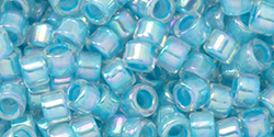 TOHO Aiko (11/0) 4g Pack : Blue Turquoise-Lined Crystal Rainbow