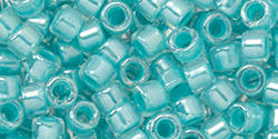 TOHO Aiko (11/0) 4g Pack : Pale Turquoise-Lined Crystal Rainbow