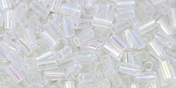 TOHO Bugle #1 3mm Tube 2.5" : Transparent-Rainbow Crystal