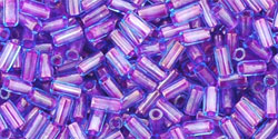 TOHO Bugle #1 (3mm) : Inside-Color Aqua/Purple-Lined