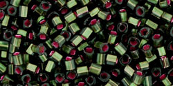 TOHO Cube 1.5mm : Dyed Silver-Lined Pink Frosted Olivine