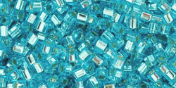 Toho CUBE Seed Beads 4mm AQUA BUBBLE GUM PINK LINED 2.5 Tube