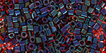 TOHO Cube 1.5mm Tube 2.5" : Inside-Color Rainbow Ruby/Jet-Lined