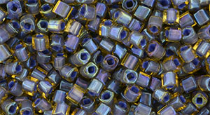 TOHO Cube 1.5mm : Inside-Color Lt Topaz/Opaque Lavender-Lined
