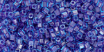 TOHO Cube 2mm Tube 2.5" : Inside-Color Aqua/Purple-Lined