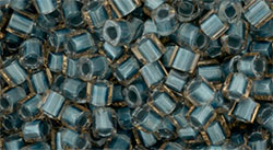TOHO Cube 2mm Tube 2.5" : Inside-Color Crystal/Metallic Blue-Lined