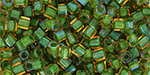 TOHO Cube 2mm : Inside-Color Topaz/Opaque Green-Lined