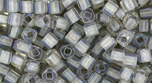 TOHO Cube 3mm : Inside-Color Rainbow Crystal/Gray-Lined