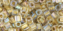 TOHO Cube 3mm : Inside-Color Crystal/Gold-Lined