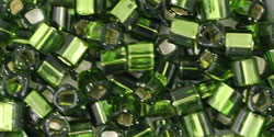 TOHO Cube 3mm : Silver-Lined Olivine