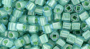 TOHO Cube 3mm : Inside-Color Aqua/Lt Jonquil-Lined