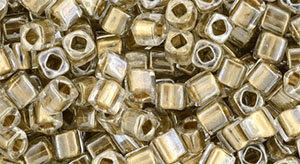 TOHO Cube 3mm Tube 2.5" : Gold-Lined Crystal