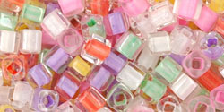 TOHO Cube 3mm Tube 2.5" : Color-Lined Pastel Mix