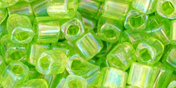 TOHO Cube 4mm : Transparent-Rainbow Lime Green